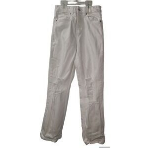 H&M White‎ Distressed Jeans Ripped Knee Casual Denim Pants Size 2